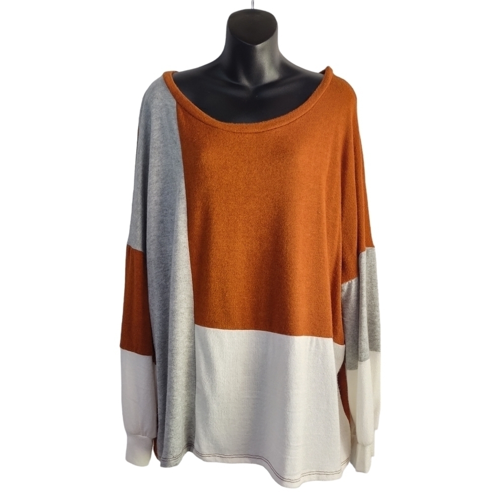 Haptics by Holly Harper Women's color Block Soft Sweater Size 1X NWOT